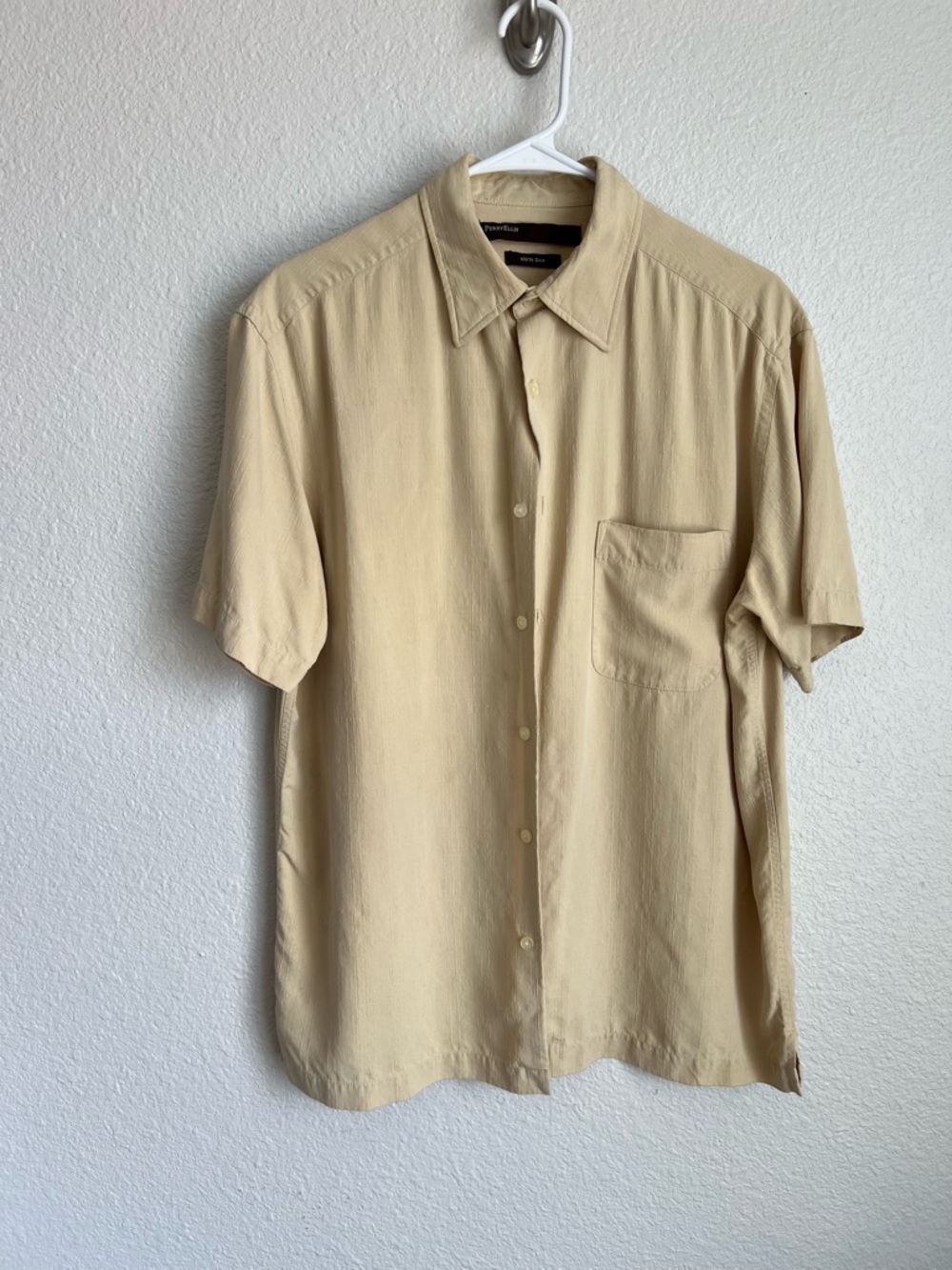 Perry Ellis 100% silk Short-Sleeve Button-Down Shirt